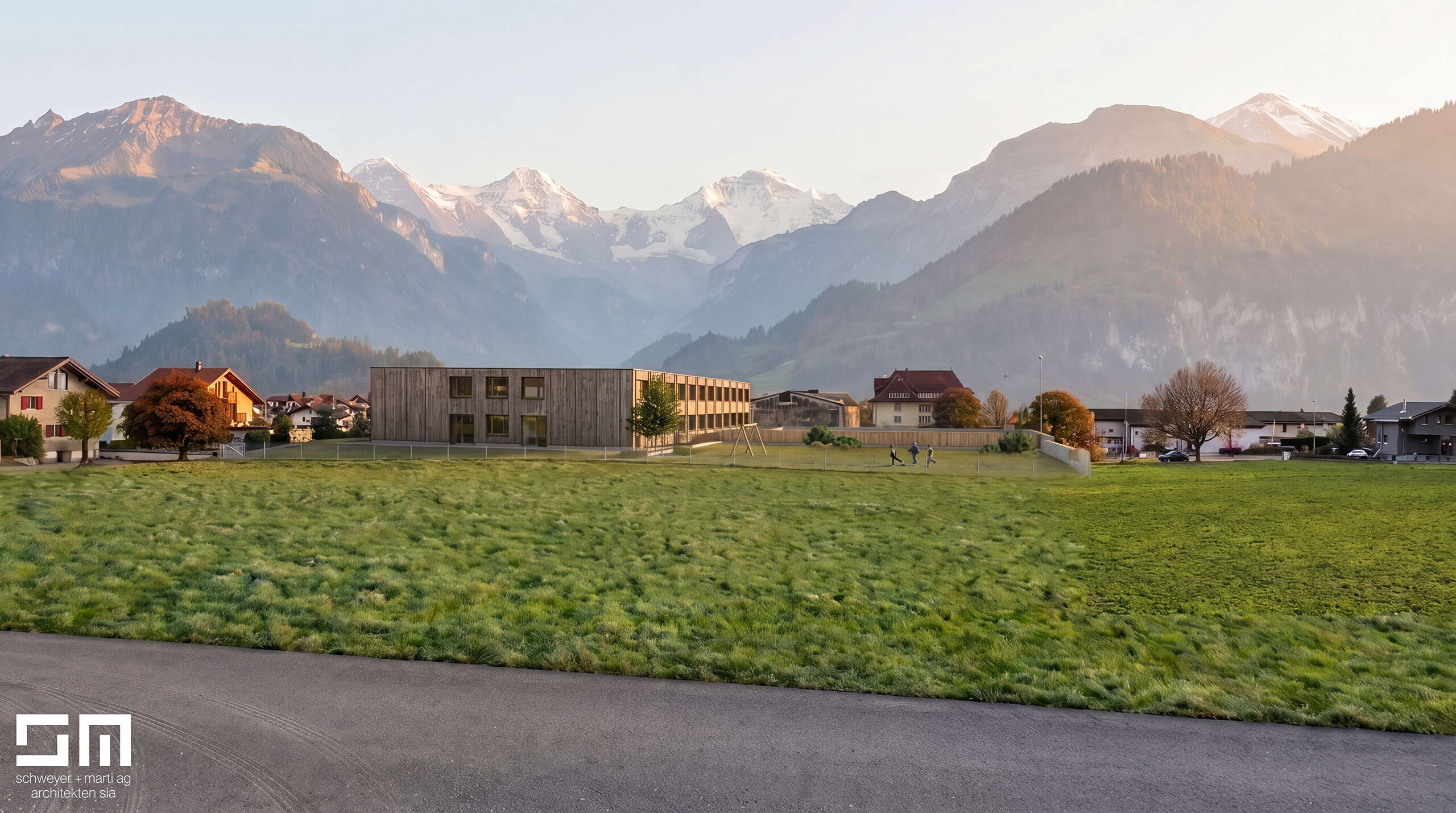 Neubauprojekt zemi – Zentrum Mittengraben Interlaken Nordansicht ab Stadtfeldstrasse