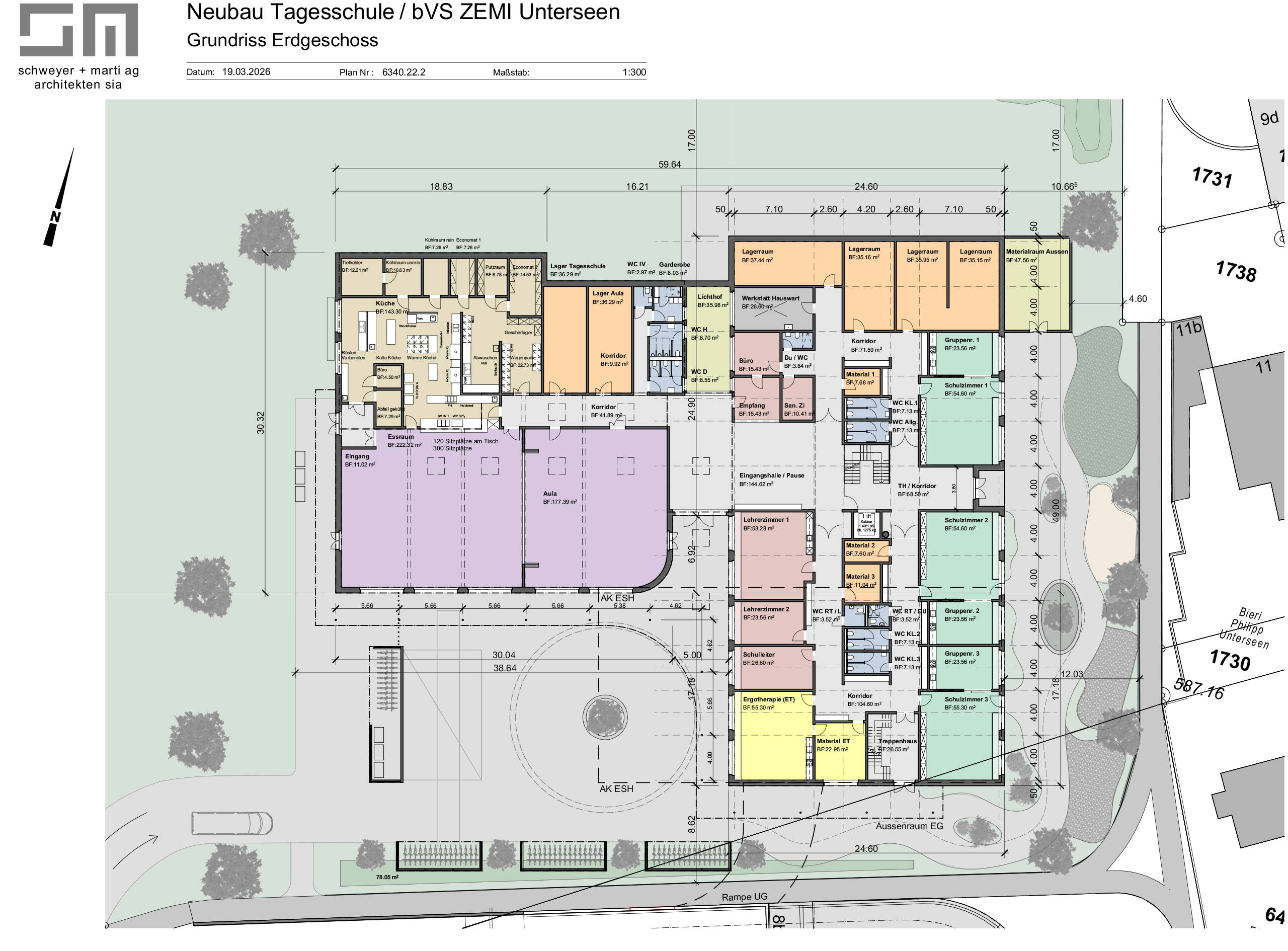 Neubauprojekt zemi – Zentrum Mittengraben Interlaken Grundrissplan Besondere Volksschule, Erdgeschoss